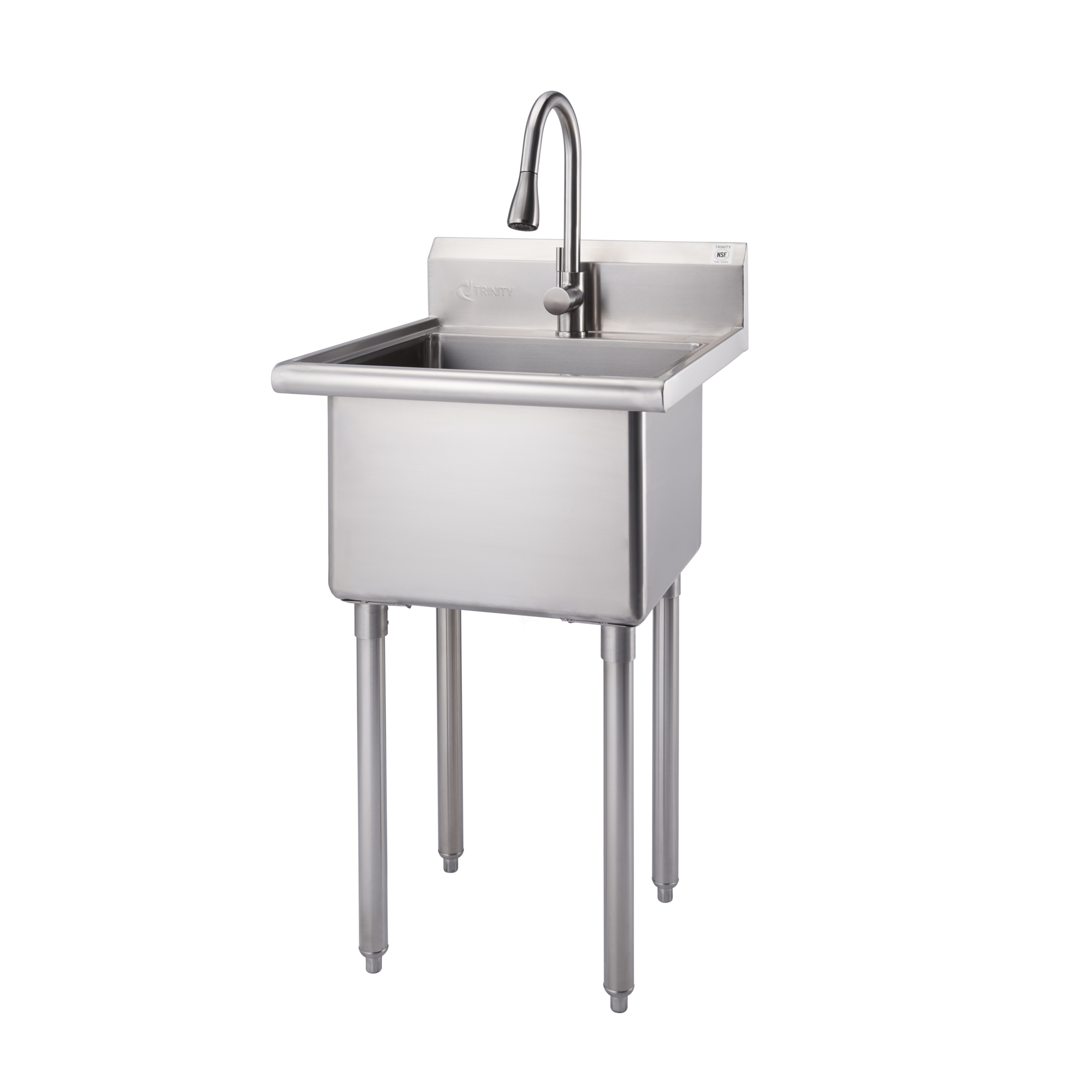 TRINITY NSF Stainless Steel Utility Sink w/ Pull-Out Faucet